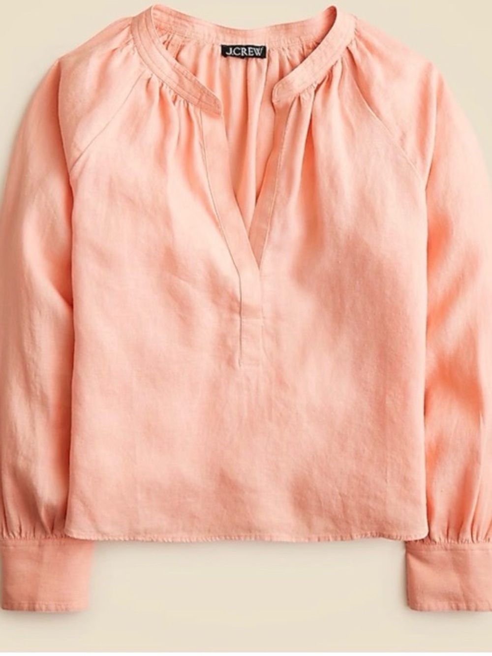J. Crew Light Peach cabana linen popover top blouse small - Picture 3 of 8